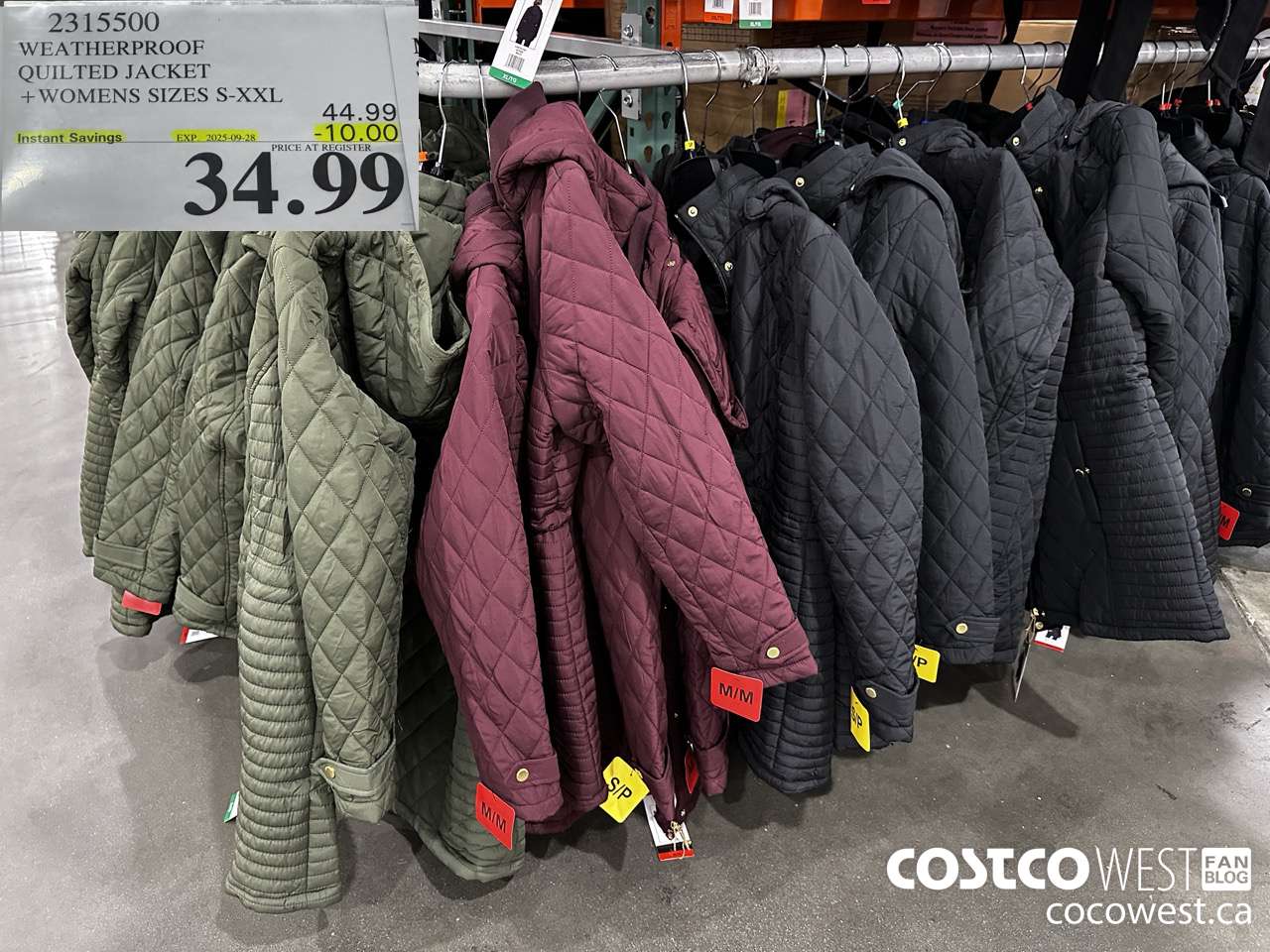 2315500 WEATHERPROOF QUILTED JACKET WOMENS SIZES S-XXL ($10.00 INSTANT SAVINGS EXPIRES ON 2025-09-28) $34.99