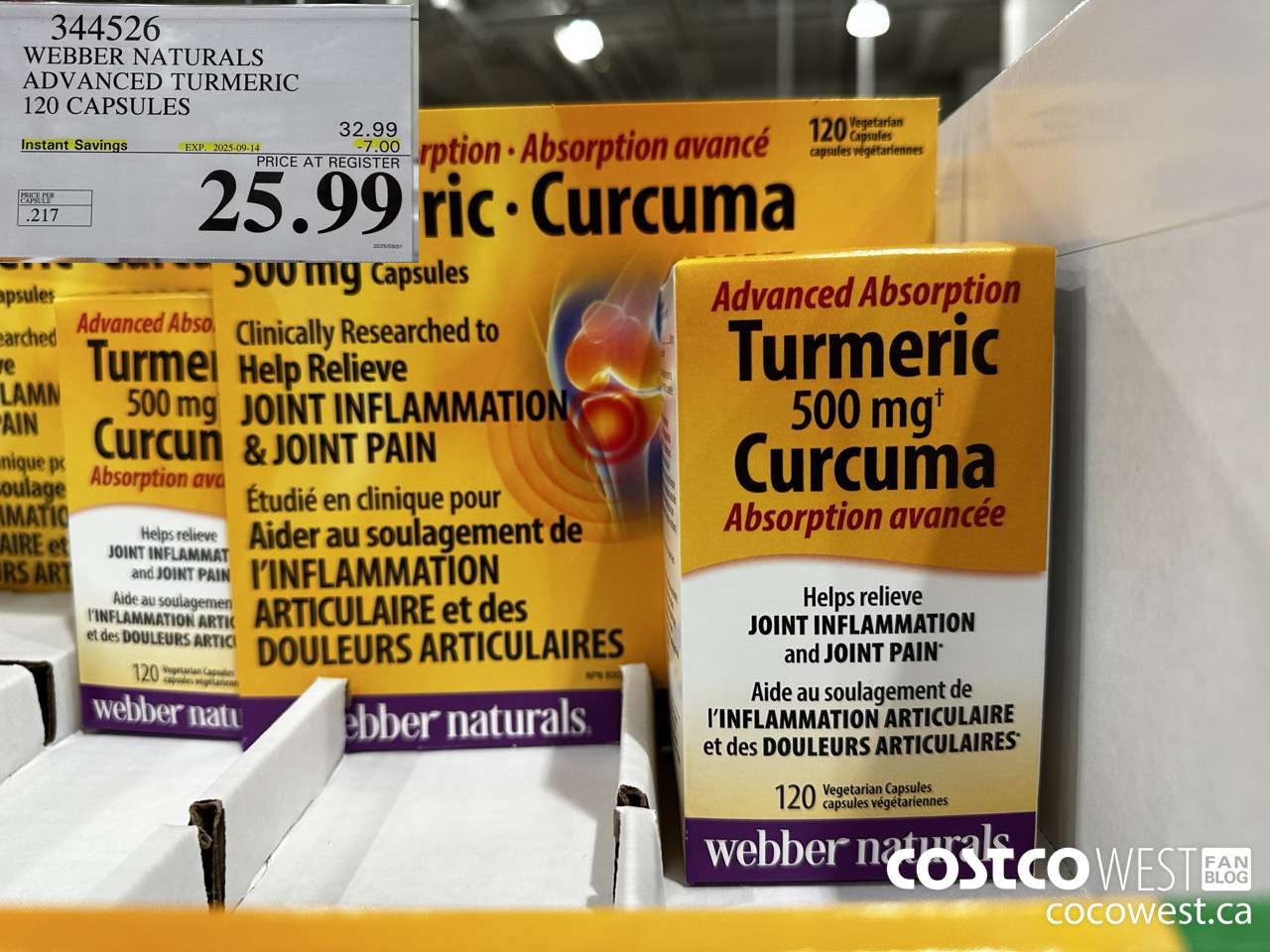 344526 WEBBER NATURALS ADVANCED TURMERIC 120 CAPSULES ($7.00 INSTANT SAVINGS EXPIRES ON 2025-09-14) $25.99