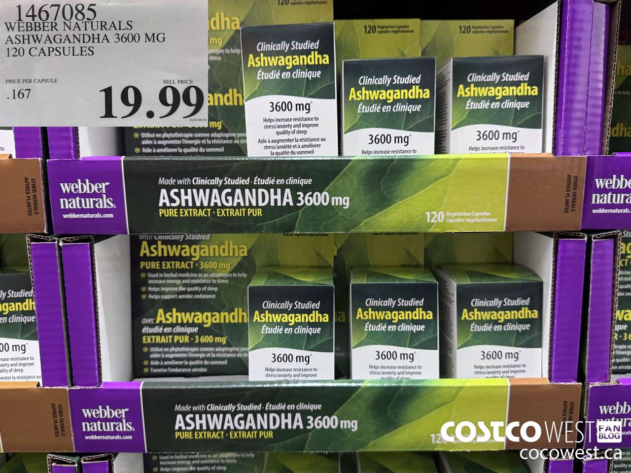 1467085 WEBBER NATURALS ASHWAGANDHA 3600MG 120 VEGETARIAN CAPSULES $19.99