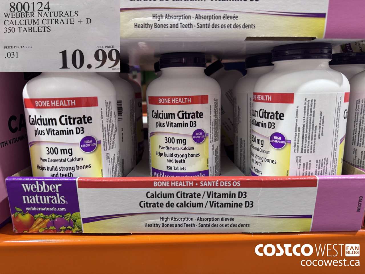 800124 WEBBER NATURALS CALCIUM CITRATE 350 TABLETS $10.99
