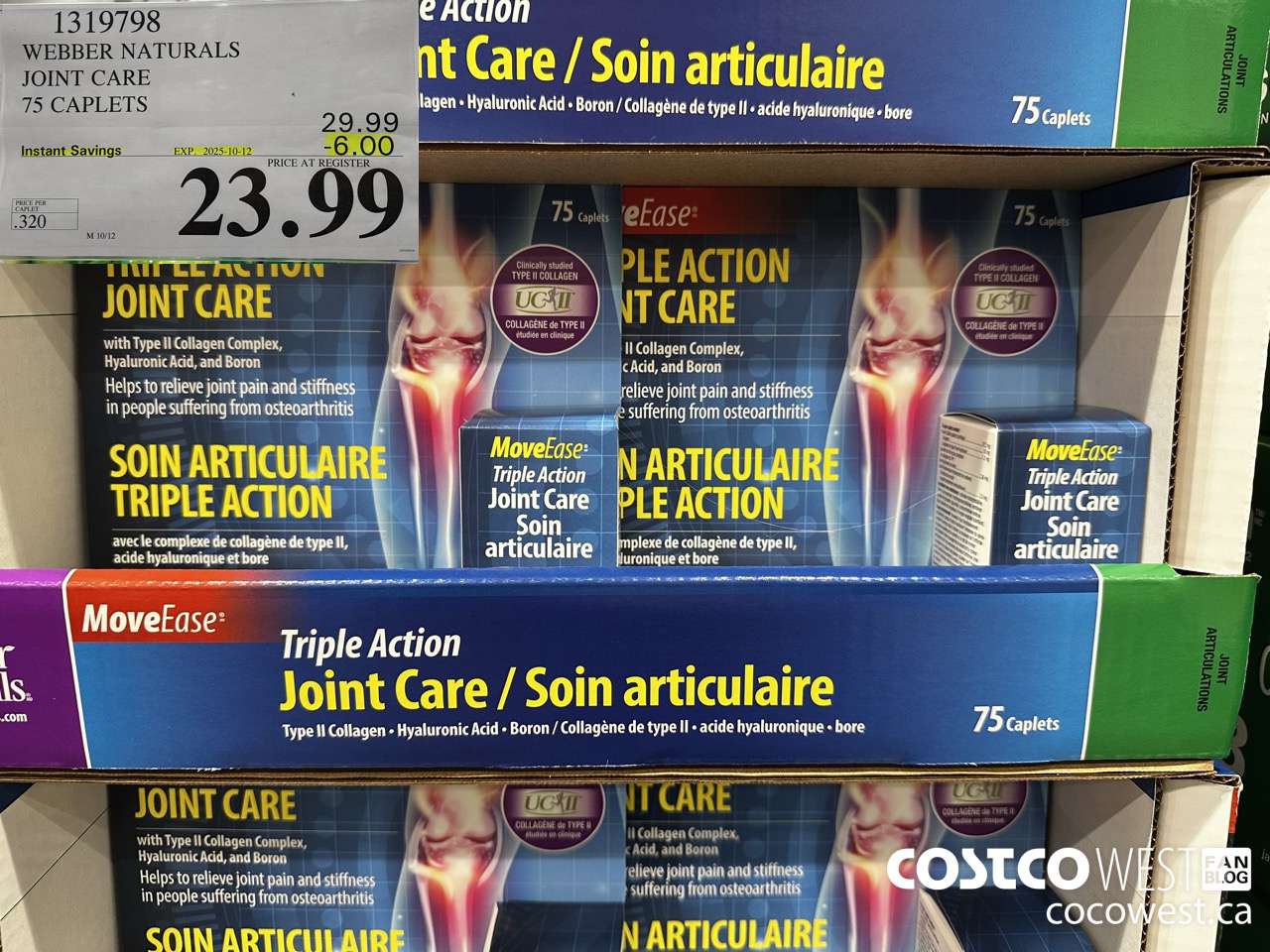 1319798 WEBBER NATURALS MOVEEASE TRIPLE ACTION JOINT 75 CAPLETS ($6.00 INSTANT SAVINGS EXPIRES ON 2025-10-12) $23.99