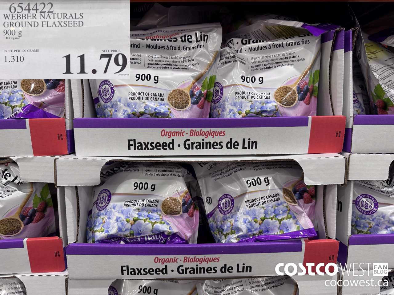 654422 WEBBER NATURALS ORGANIC GROUND FLAXSEED 900G $11.79