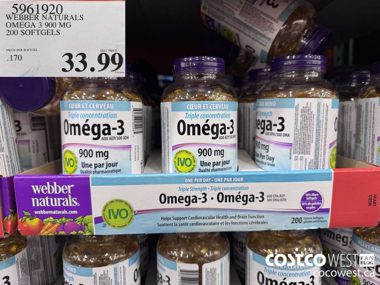 5961920 WEBBER NATURALS TRIPLE STRENGTH OMEGA3 200 SOFTGELS $33.99