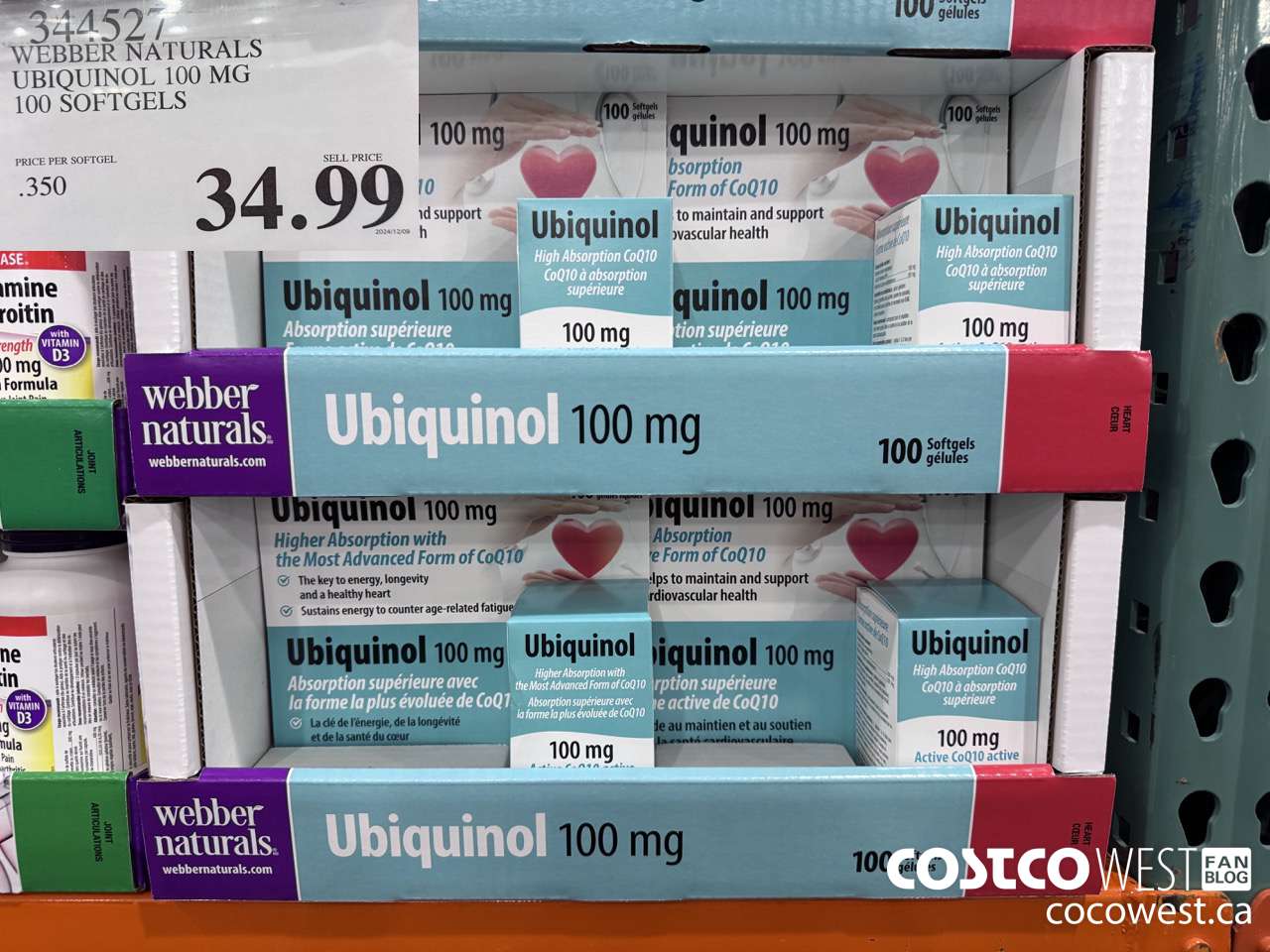 344527 WEBBER NATURALS UBIQUINOL 100 MG 100 SOFTGELS $34.99