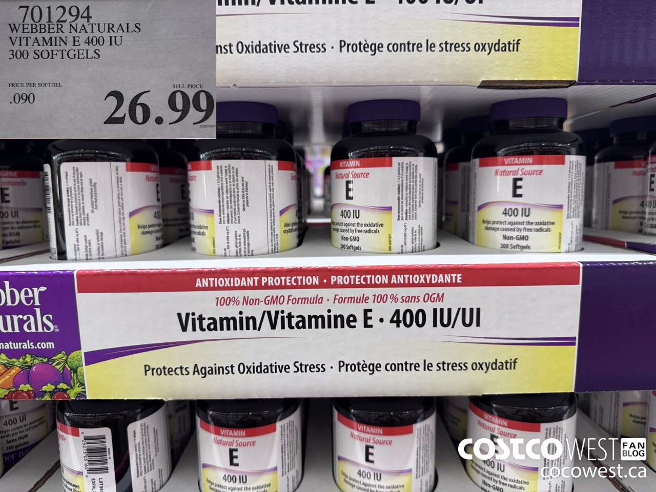 701294 WEBBER NATURALS VITAMIN E NATURAL 400 IU 300 SOFTGELS $26.99
