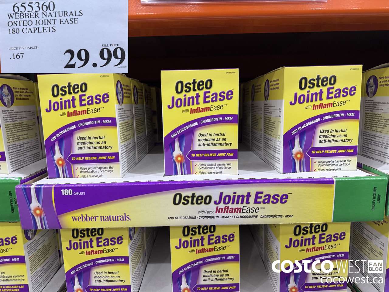 655360 WEBBER NAURALS OSTEO JOINT EASE 180 CAPLETS $29.99