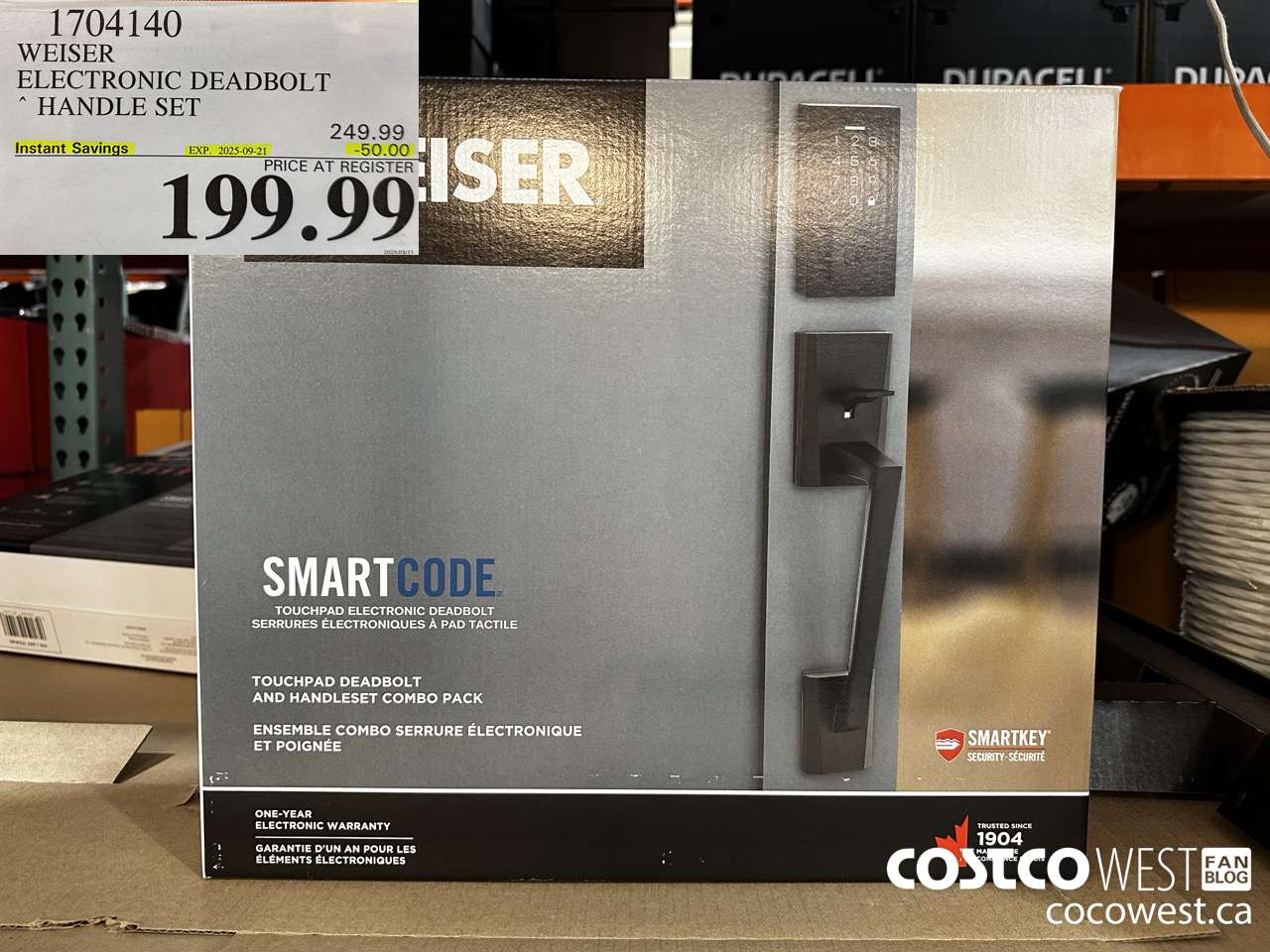 1704140 WEISER ELECTRONIC DEADBOLT HANDLE SET ($50.00 INSTANT SAVINGS EXPIRES ON 2025-09-21) $199.99