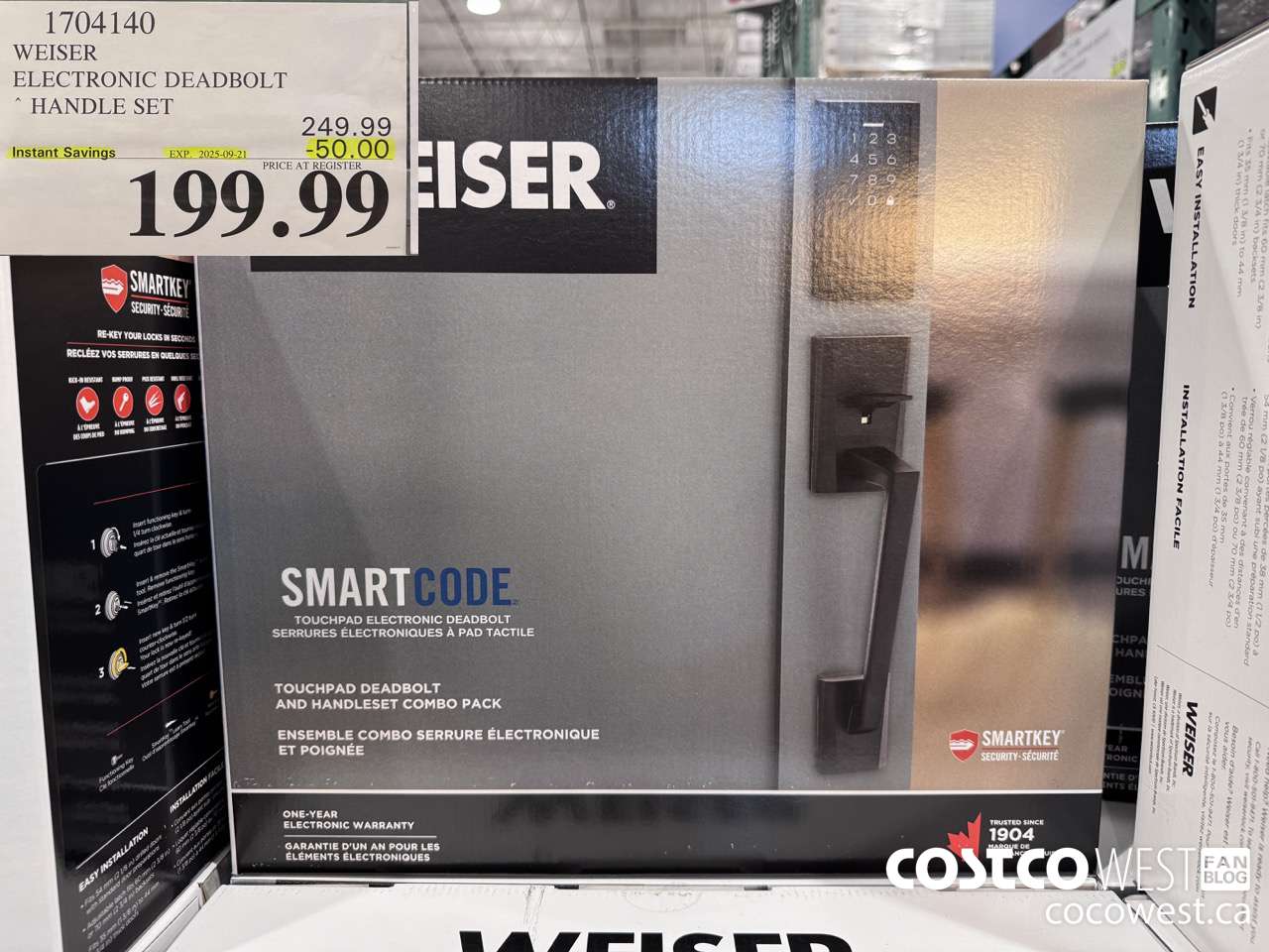 1704140 WEISER ELECTRONIC DEADBOLT HANDLE SET ($50.00 INSTANT SAVINGS EXPIRES ON 2025-09-21) $199.99