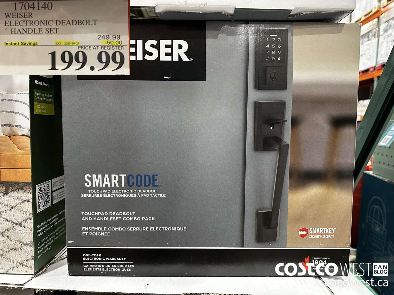 1704140 WEISER ELECTRONIC DEADBOLT HANDLE SET ($50.00 INSTANT SAVINGS EXPIRES ON 2025-10-05) $199.99