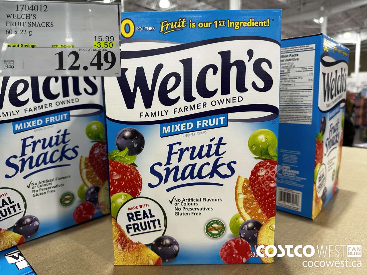 1704012 WELCH'S FRUIT SNACKS 60 X 22 G $3.50. (EXPIRES ON 2025-09-28) $12.49