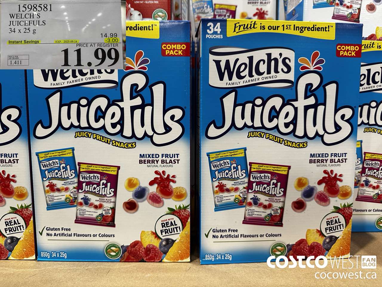1598581 WELCH'S JUICEFULS 34 X 25 G ($3.00 INSTANT SAVINGS EXPIRES ON 2025-09-14) $11.99