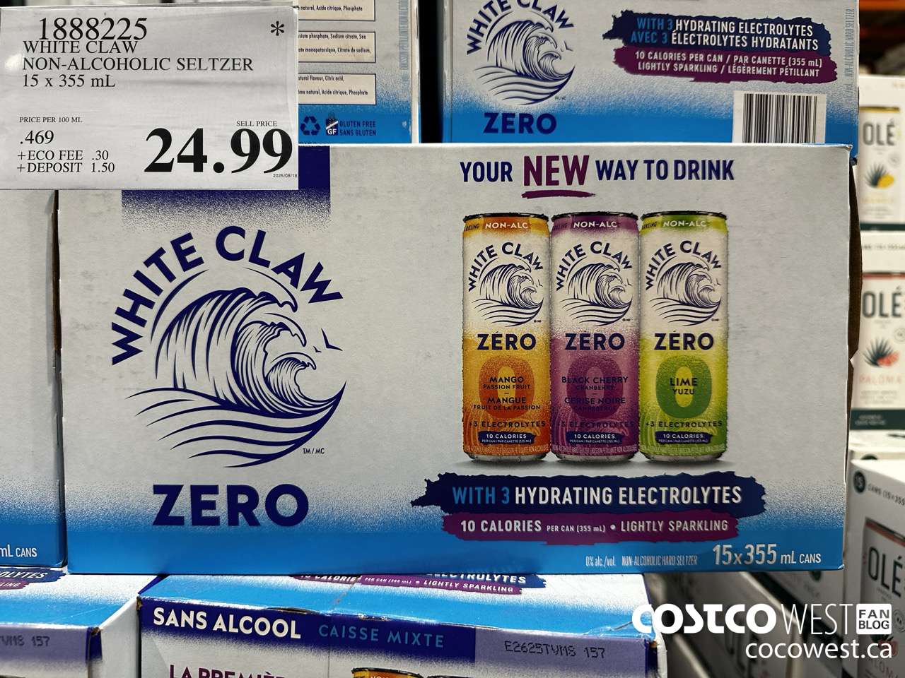 1888225 WHITE CLAW NON-ALCOHOLIC SELTZER 15 X 355ML $24.99
