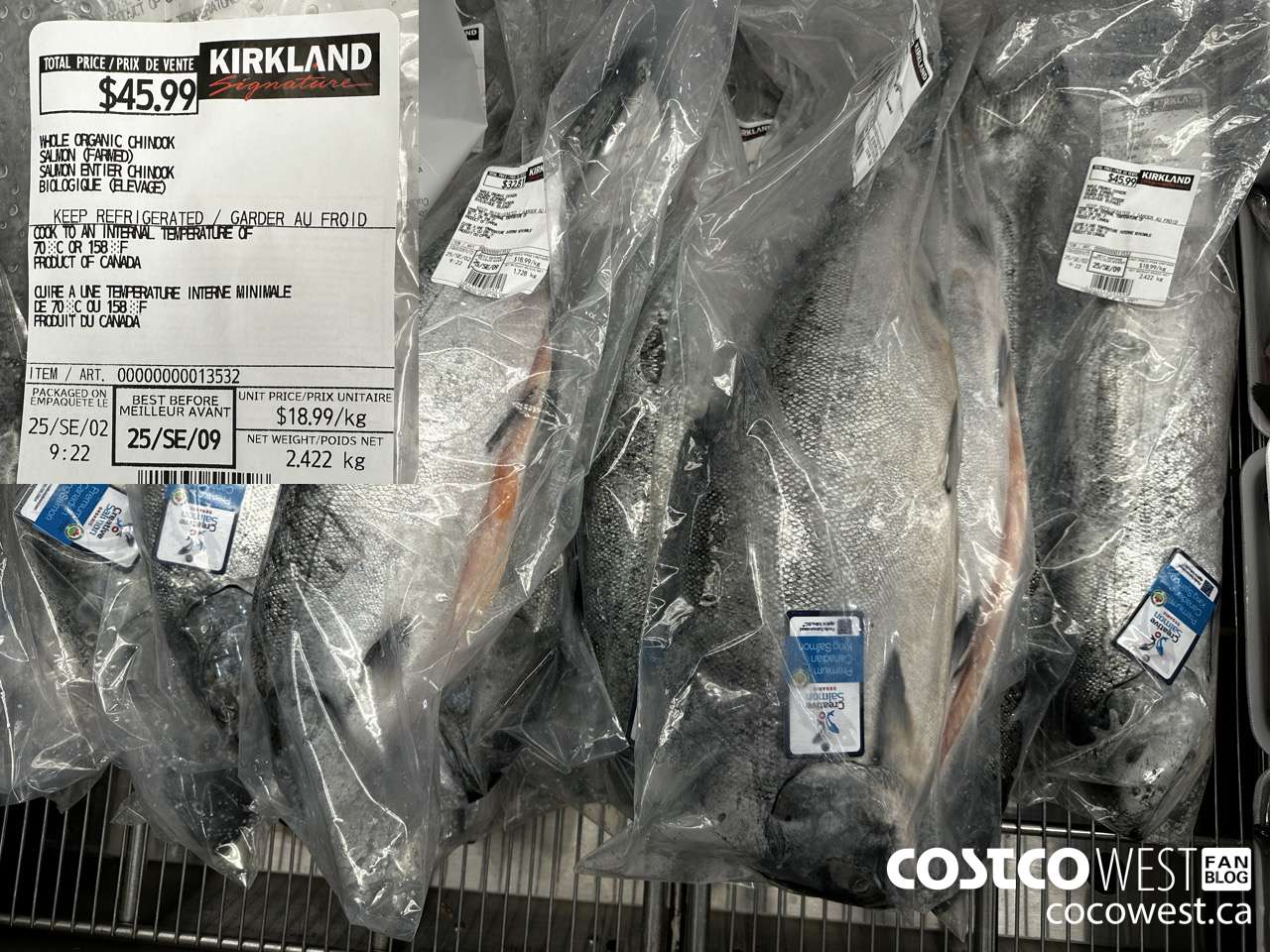 13532 WHOLE ORGANIC CHINOOK SALMON (FARMED) $18.99