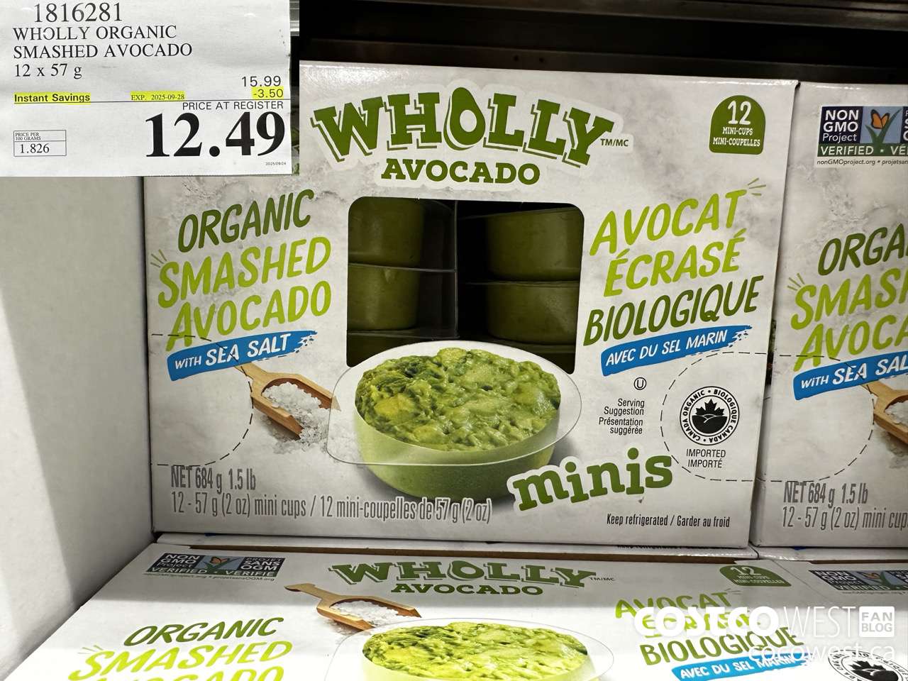 1816281 WHOLLY ORGANIC SMASHED AVOCADO 12 X 57G ($3.50 INSTANT SAVINGS EXPIRES ON 2025-09-28) $12.49