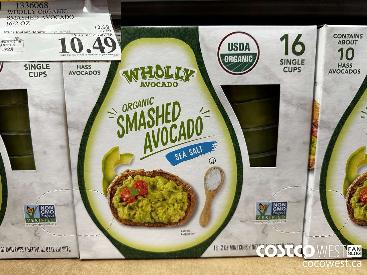 1336068 WHOLLY ORGANIC SMASHED AVOCADO 16/2 OZ  ($3.50 INSTANT SAVINGS EXPIRES ON 2025-09-28) $10.49