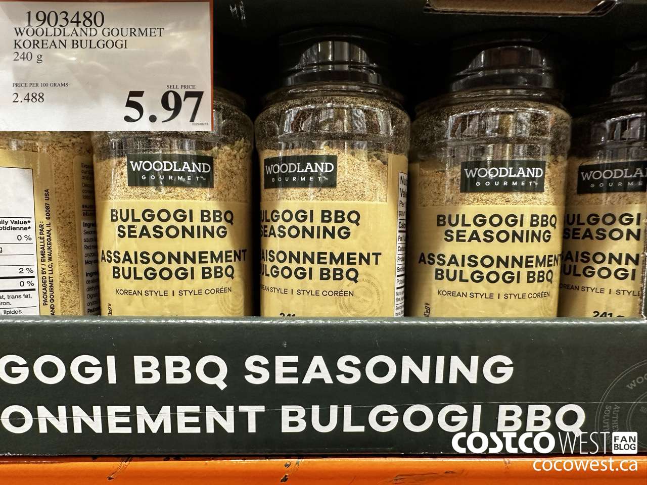 1903480 WOODLAND GOURMET KOREAN BULGOGI 240G $5.97