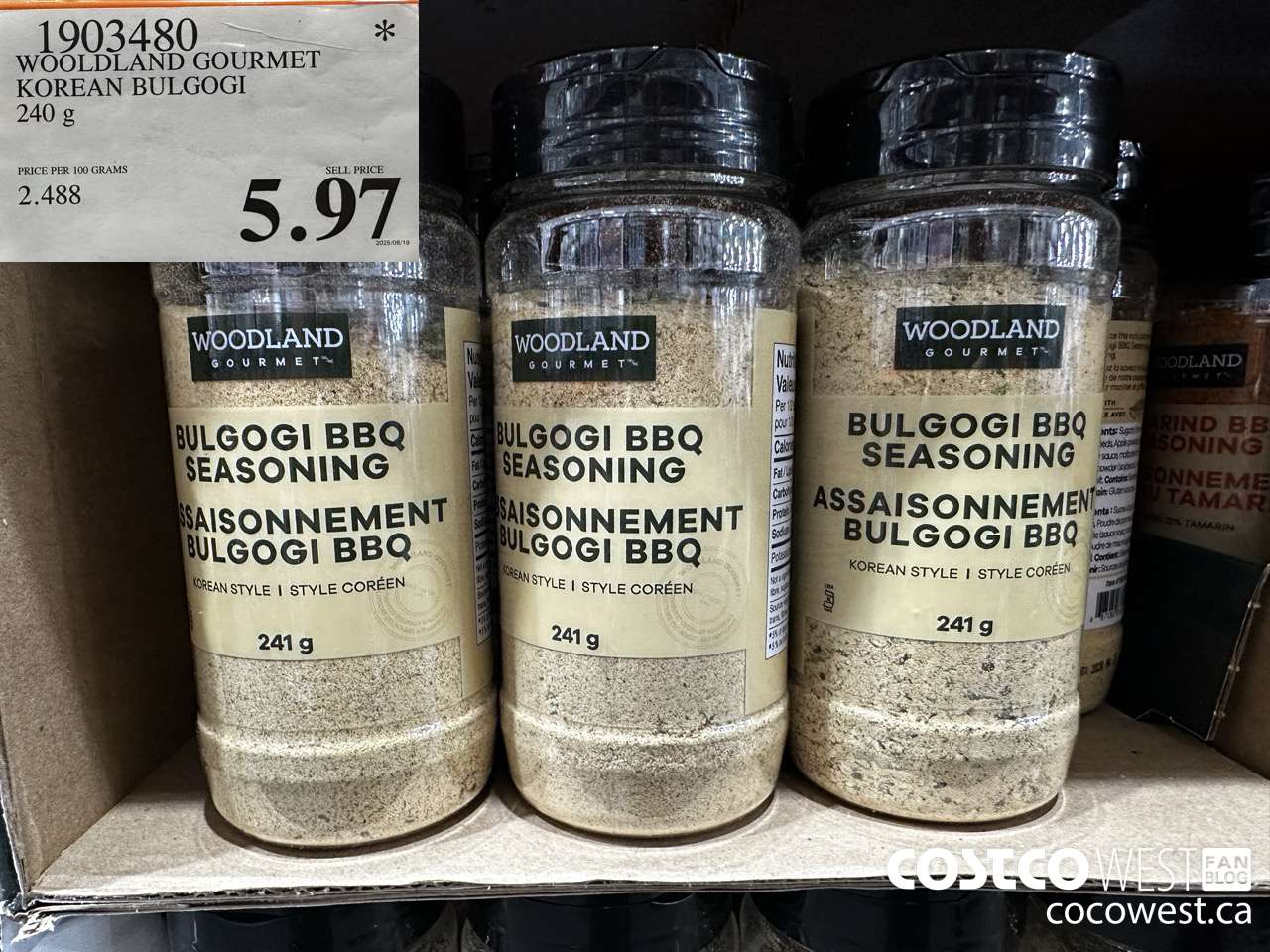 1903480 WOODLAND GOURMET KOREAN BULGOGI 240G $5.97