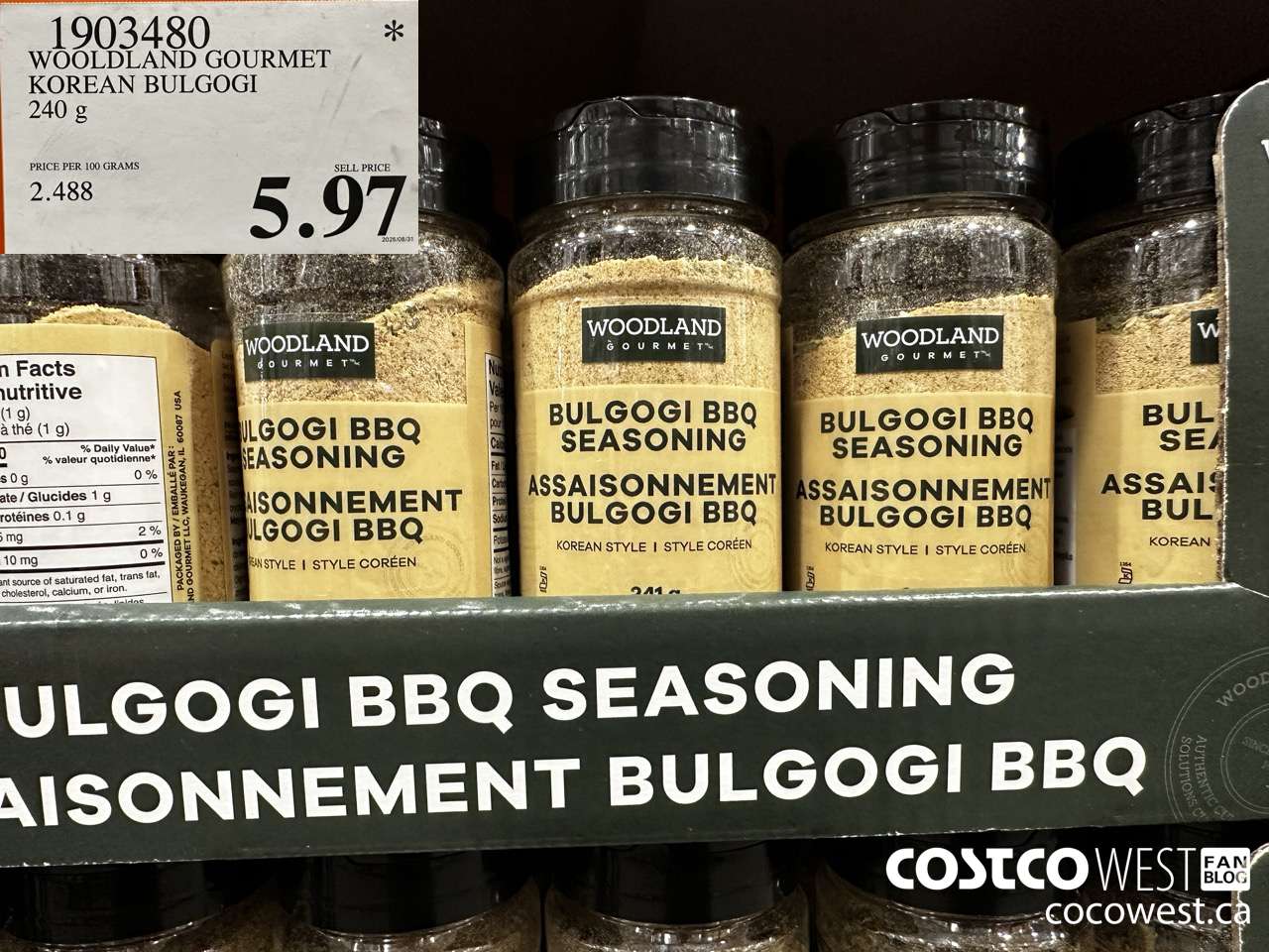 1903480 WOODLAND GOURMET KOREAN BULGOGI 240G $5.97