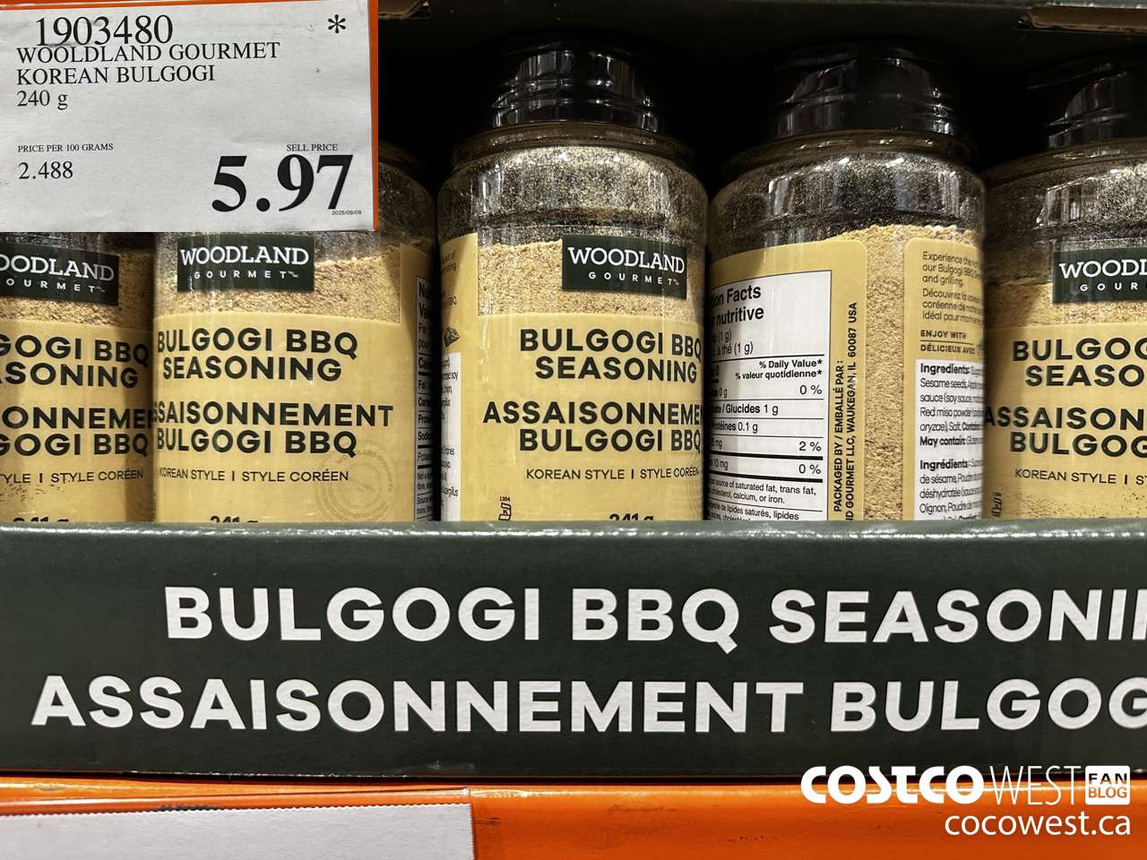 1903480 WOODLAND GOURMET KOREAN BULGOGI 240G $5.97