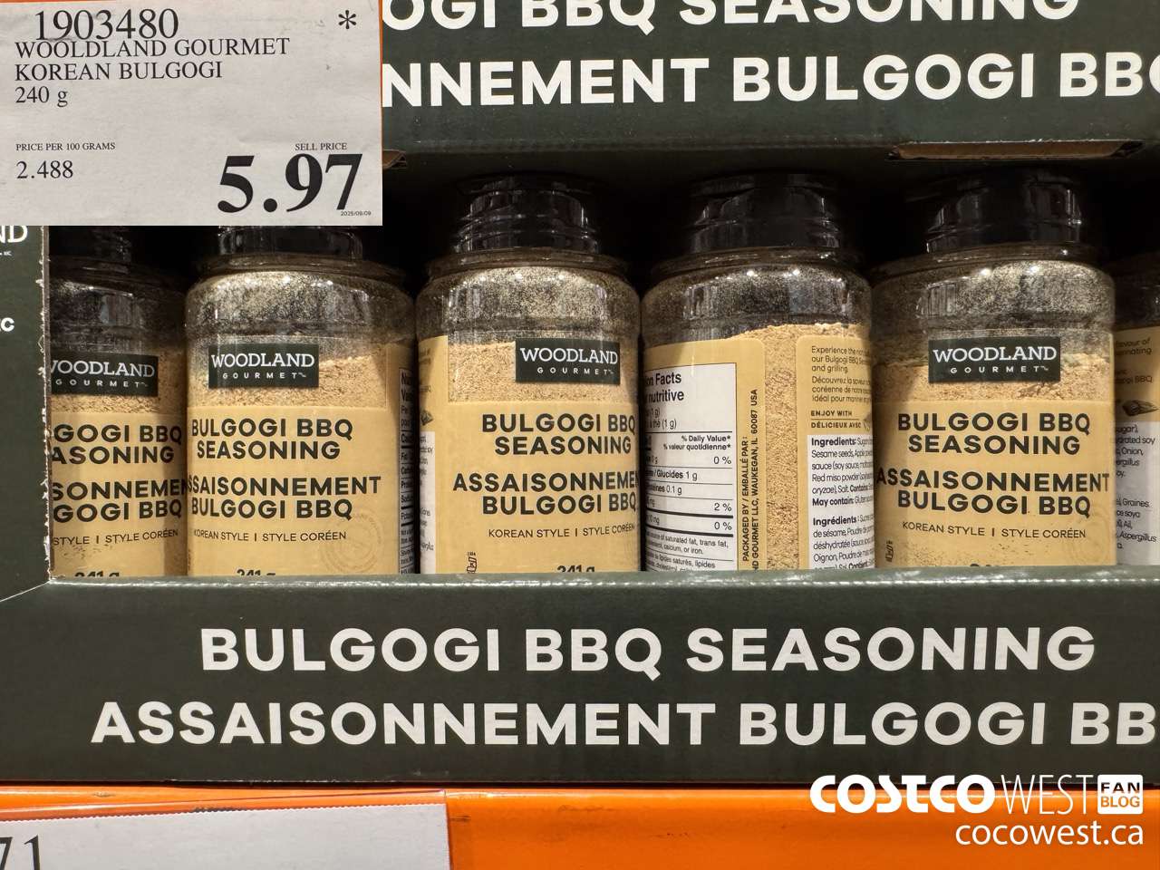 1903480 WOODLAND GOURMET KOREAN BULGOGI 240G $5.97