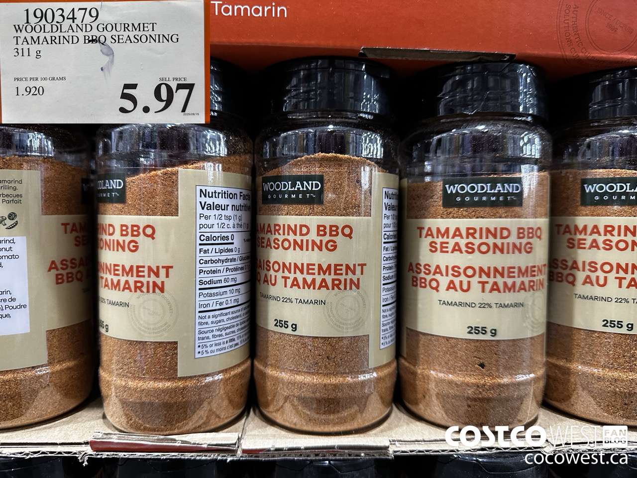 1903479 WOODLAND GOURMET TAMARIND BBQ SEASONING 311G $5.97
