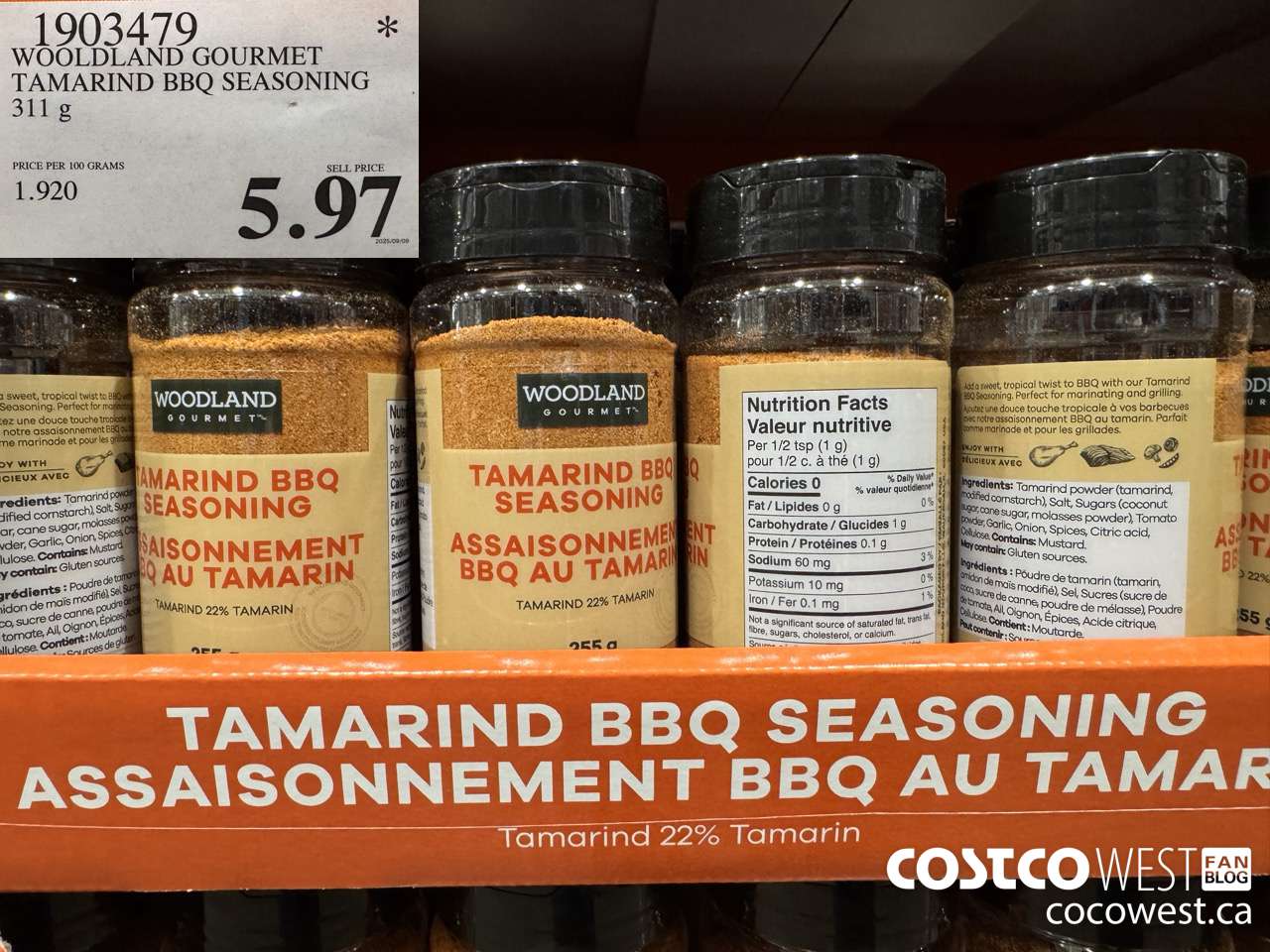 1903479 WOODLAND GOURMET TAMARIND BBQ SEASONING 311G $5.97