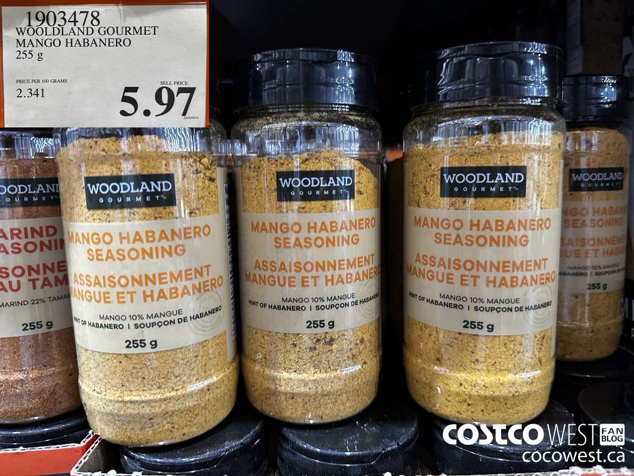 1903478 WOOLDLAND GOURMET MANGO HABANERO 255G $5.97