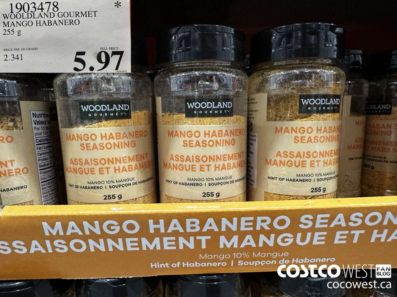 1903478 WOOLDLAND GOURMET MANGO HABANERO 255G $5.97