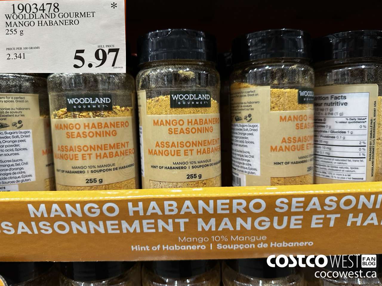 1903478 WOOLDLAND GOURMET MANGO HABANERO 255G $5.97