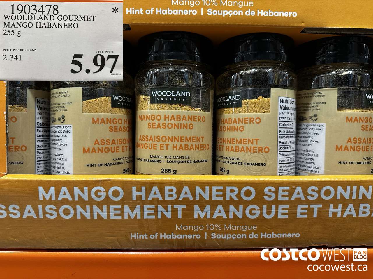 1903478 WOOLDLAND GOURMET MANGO HABANERO 255G $5.97