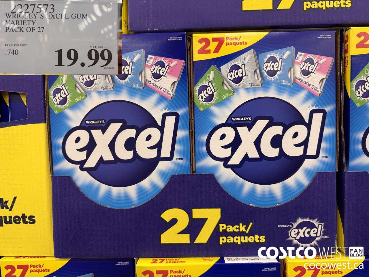 2227573 WRIGLEY'S EXCEL GUM VARIETY 27 PACK $19.99