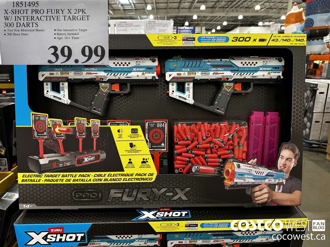 1851495 X-SHOT PRO FURY X 2PK X/INTERACTIVE TARGET 300 DARTS $39.99