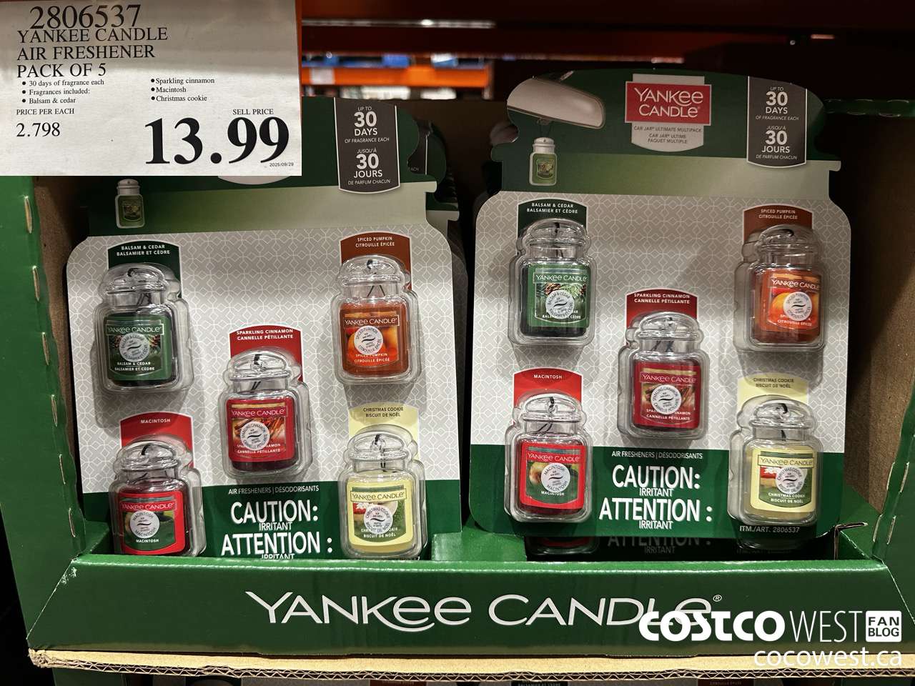 2806537 YANKEE CANDLE AIR FRESHENER PACK OF 5 $13.99
