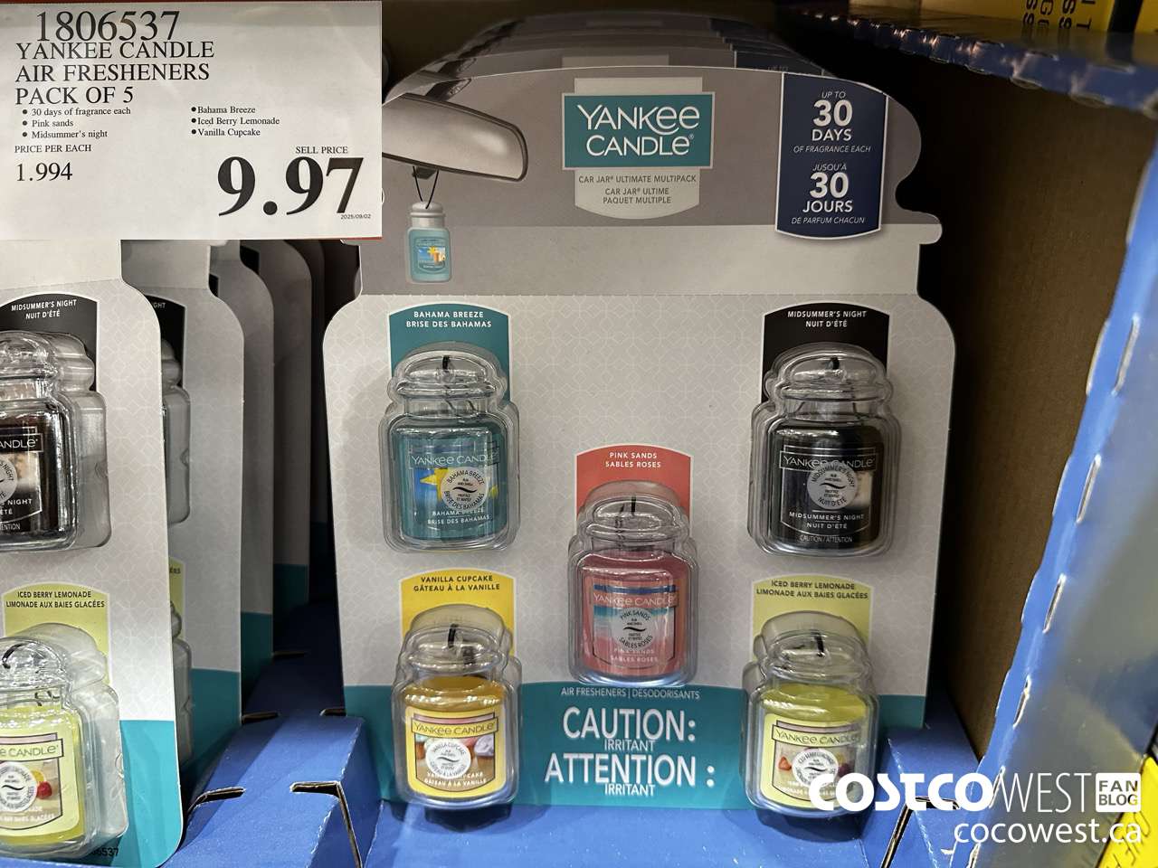 1806537 YANKEE CANDLE AIR FRESHENER VARIETY 5 PACK $9.97