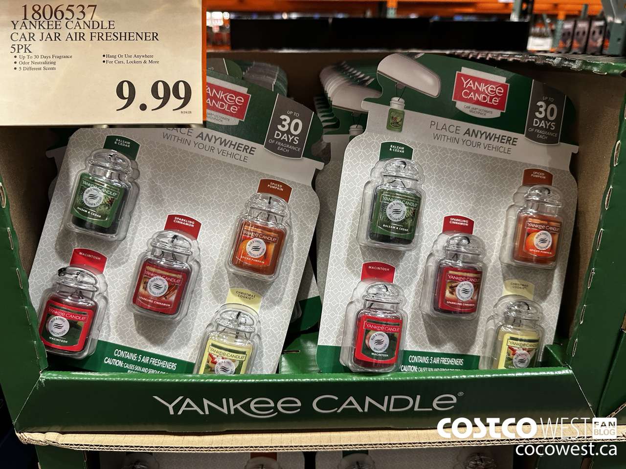 1806537 YANKEE CANDLE CAR JAR AIR FRESHENER 5PK $9.99