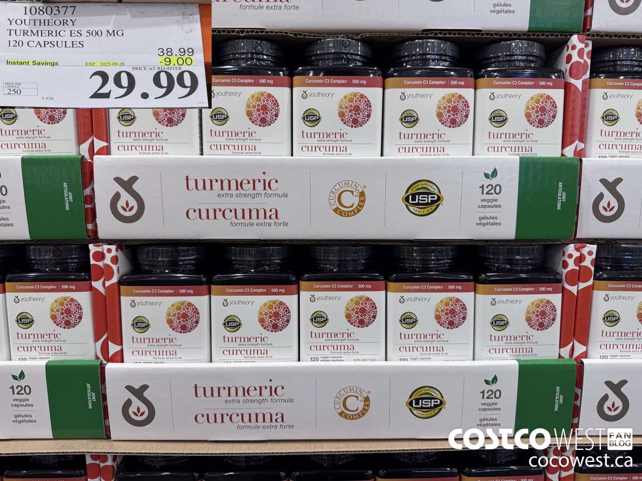 1080377 YOUTHEORY TURMERIC ES 120 VEGGIE CAPSULES ($9.00 INSTANT SAVINGS EXPIRES ON 2025-09-28) $29.99