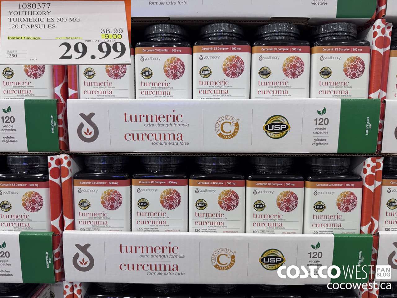 1080377 YOUTHEORY TURMERIC ES 120 VEGGIE CAPSULES ($9.00 INSTANT SAVINGS EXPIRES ON 2025-09-28) $29.99
