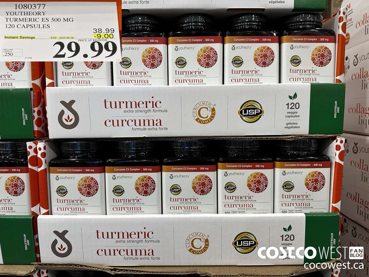 1080377 YOUTHEORY TURMERIC ES 120 VEGGIE CAPSULES ($9.00 INSTANT SAVINGS EXPIRES ON 2025-09-28) $29.99