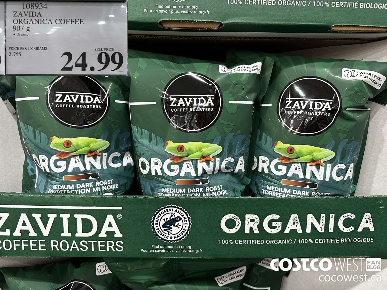 108934 ZAVIDA ORGANIC COFFEE 907G $24.99