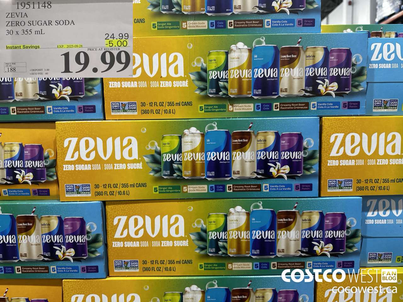 1951148 ZEVIA ZERO SUGAR SODA 30 X 355ML ($5.00 INSTANT SAVINGS EXPIRES ON 2025-09-28) $19.99