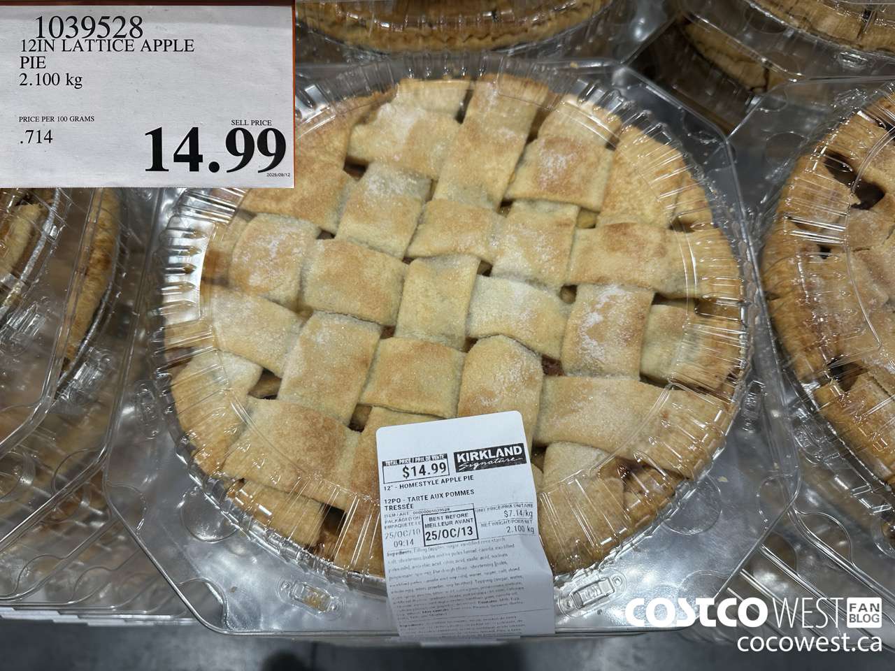 1039528 12IN LATTICE APPLE PIE 2.100KG $14.99