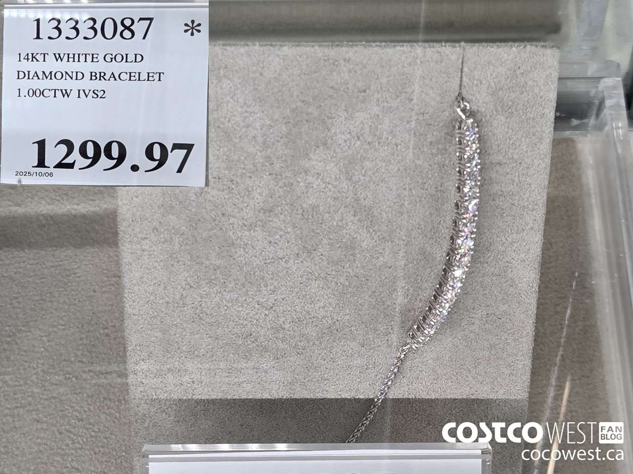 1333087 14KT WHITE GOLD DIAMOND BRACELET 1.00CTW IVS2 $1299.97