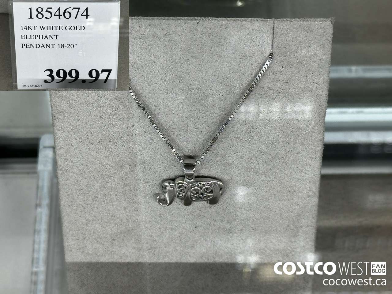 1854674 14KT WHITE GOLD ELEPHANT PENDANT 18-20