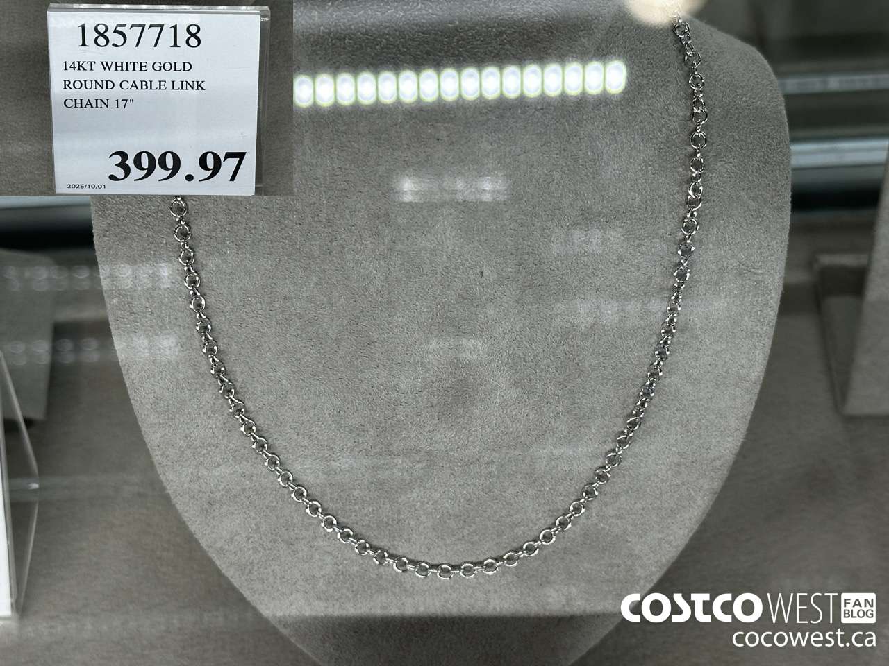 1857718 14KT WHITE GOLD ROUND CABLE LINK CHAIN 17