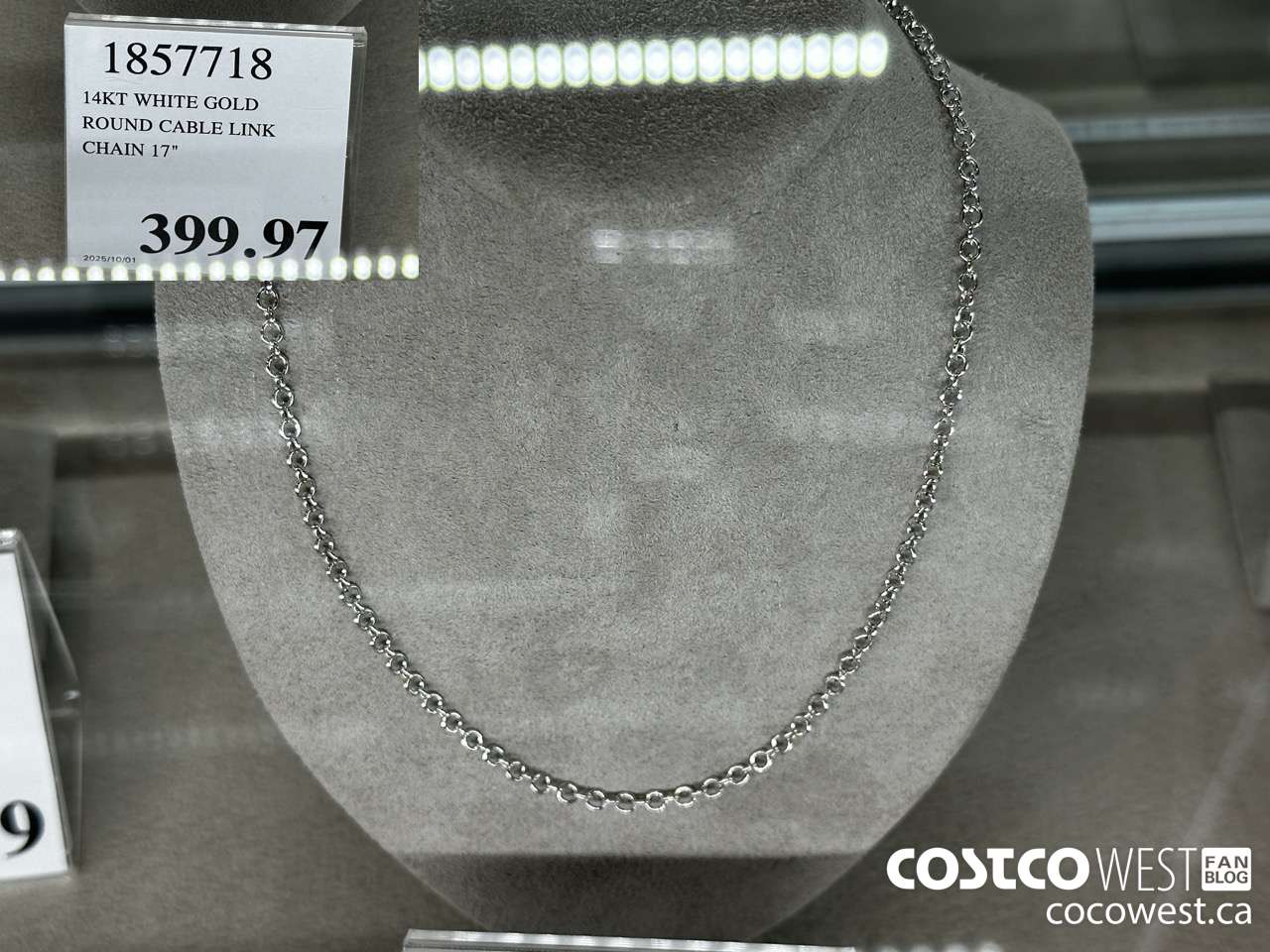 1857718 14KT WHITE GOLD ROUND CABLE LINK CHAIN 17