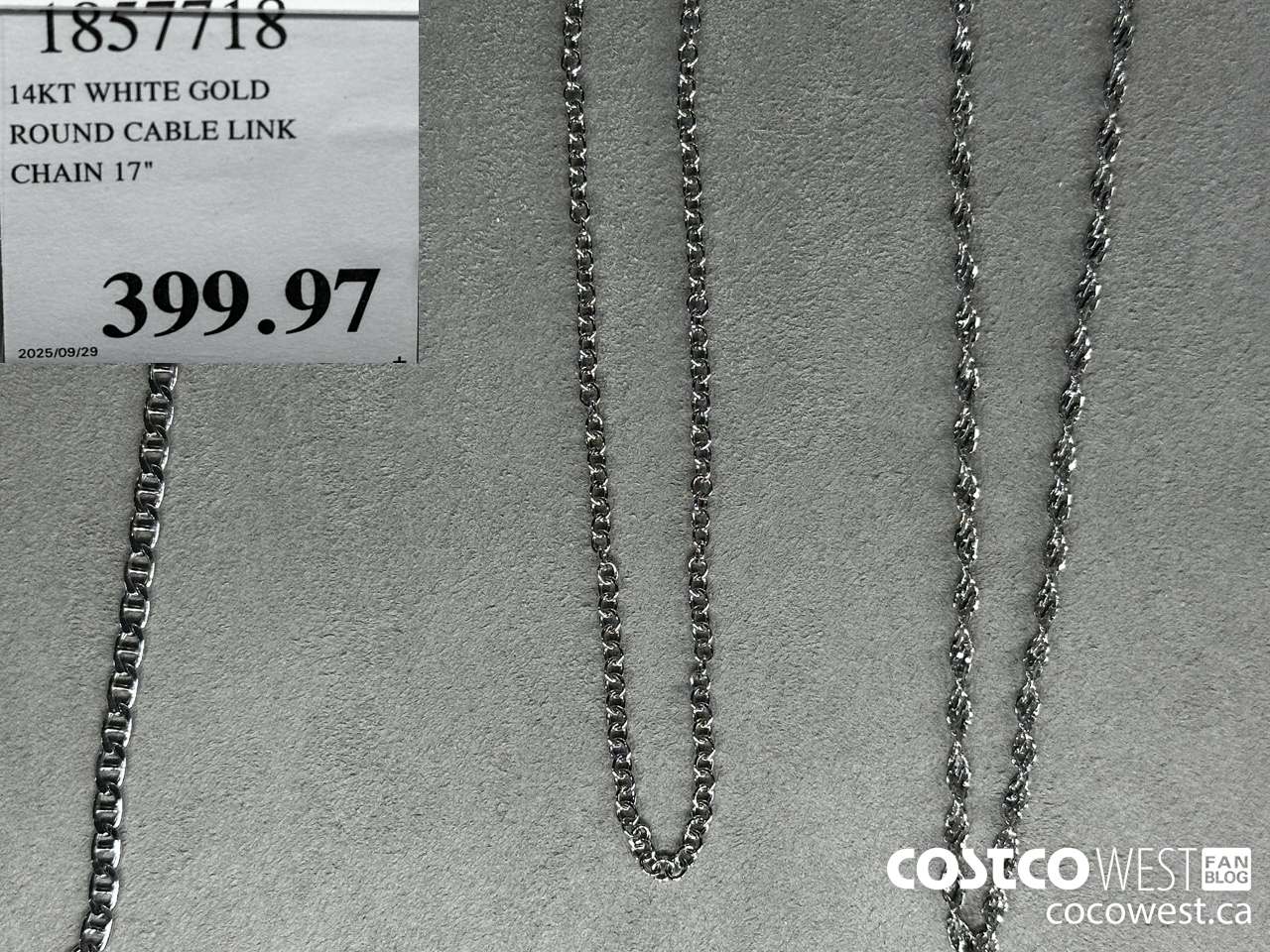 1857718 14KT WHITE GOLD ROUND CABLE LINK CHAIN 17