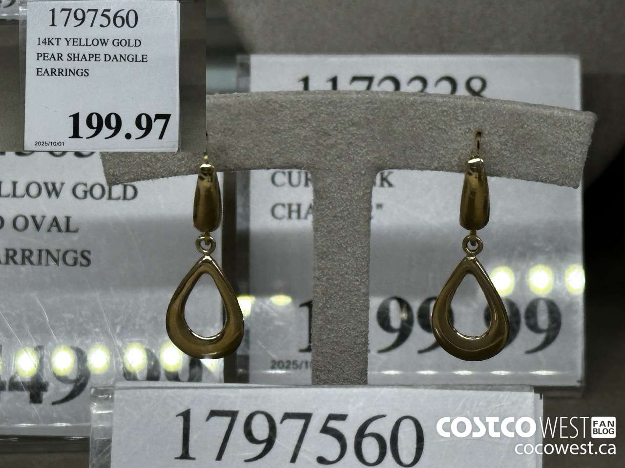 1797560 14KT YELLOW GOLD PEAR SHAPE DANGLE EARRINGS $199.97