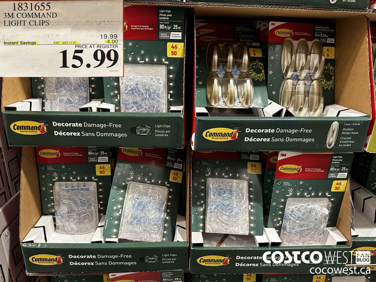 1831655 3M COMMAND LIGHT CLIPS ($4.00 INSTANT SAVINGS EXPIRES ON 2025-11-23) $15.99