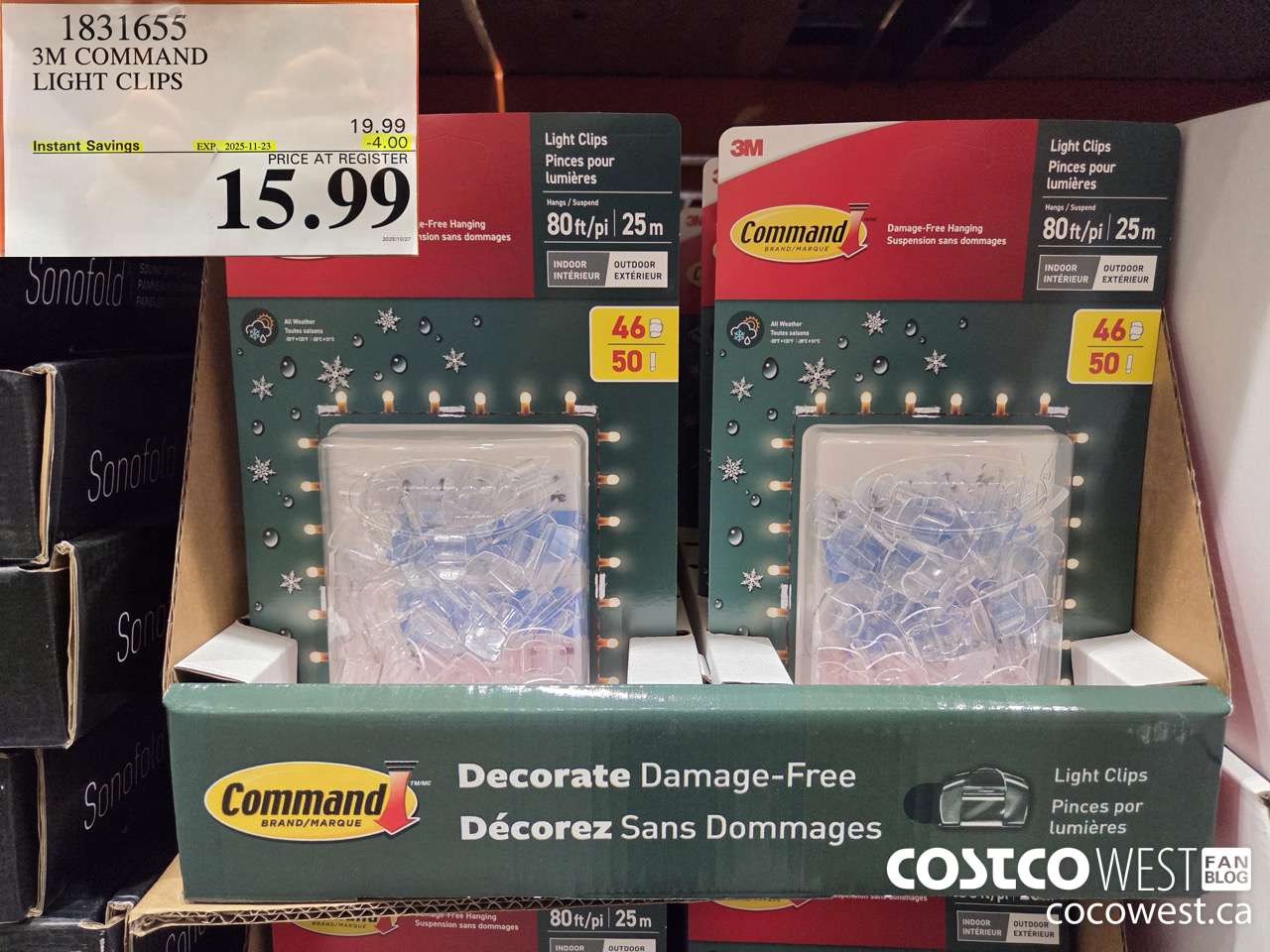 1831655 3M COMMAND LIGHT CLIPS ($4.00 INSTANT SAVINGS EXPIRES ON 2025-11-23) $15.99