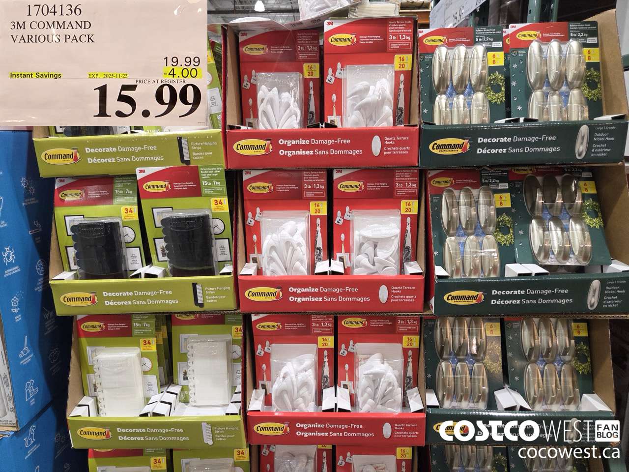 1704136 3M COMMAND VARIOUS PACK ($4.00 INSTANT SAVINGS EXPIRES ON 2025-11-23) $15.99